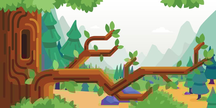 Background Tree Branch Cartoon Forest Scenery vector