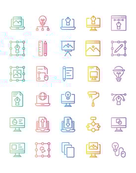 Design Thingking Icon Set 30 isolated on white background vector
