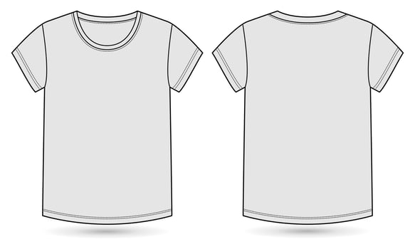 Short sleeve T shirt Technical fashion flat sketch vector illustration template for ladies and baby girls