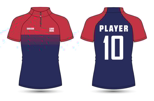 Short sleeve with short zip soccer cycling jersey Technical Flat sketch Vector Illustration template