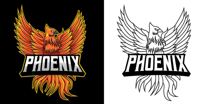 phoenix mascot esport logo design vector