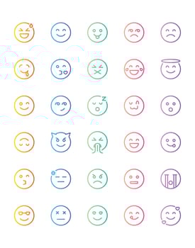 emoji Icon Set 30 isolated on white background vector
