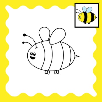 Coloring sheet of cute bee. Suitable for children's actvity book vector
