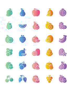 Fruits Icon Set 30 isolated on white background vector