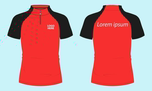 Short sleeve with short zip soccer cycling jersey Technical Flat sketch Vector Illustration template