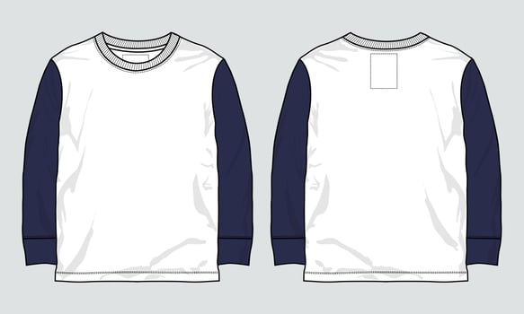 Long sleeve t shirt technical fashion flat sketch vector illustration template