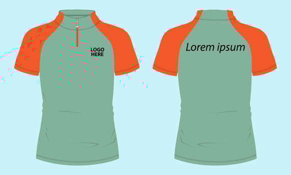 Short sleeve with short zip soccer cycling jersey Technical Flat sketch Vector Illustration template