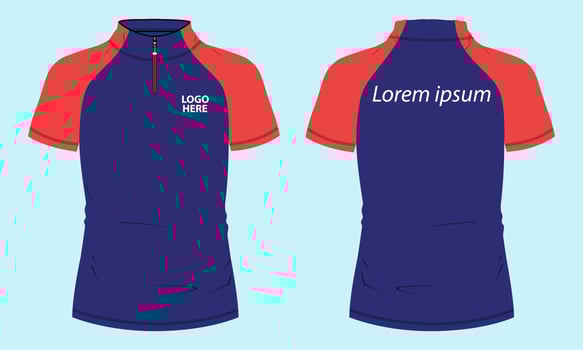 Short sleeve with short zip soccer cycling jersey Technical Flat sketch Vector Illustration template