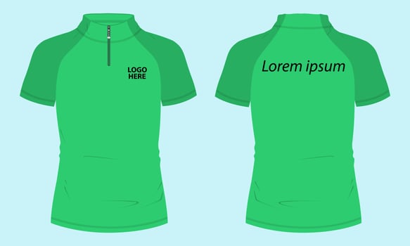 Short sleeve with short zip soccer cycling jersey Technical Flat sketch Vector Illustration template