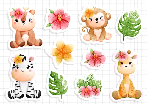 safari animal sticker vector