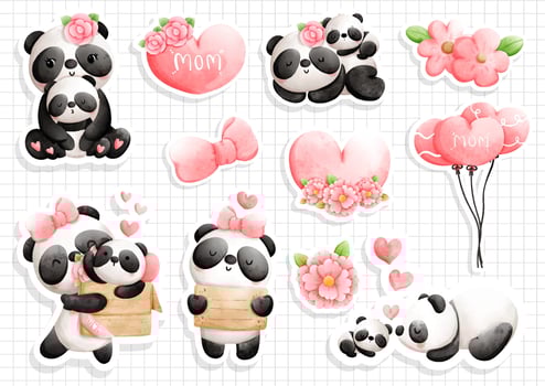 baby and mom panda, panda Vector illustration
