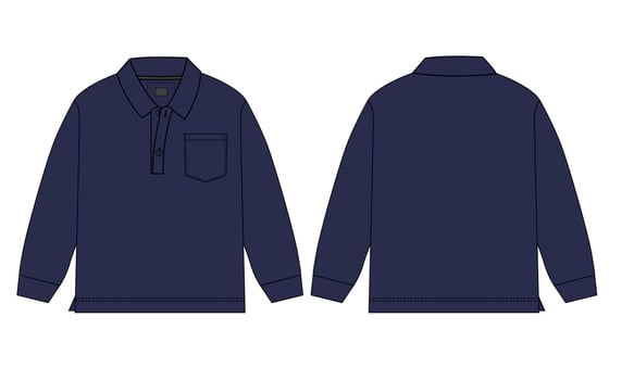 Long sleeve polo shirt vector illustration navy color template for baby boys