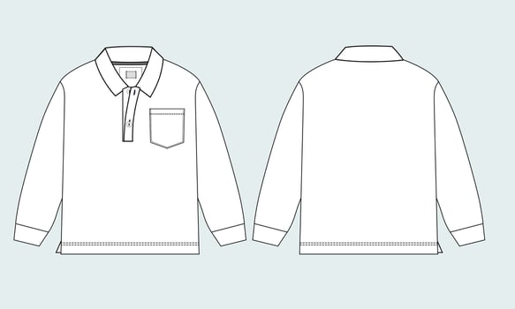 Long sleeve polo shirt vector illustration template for baby boys