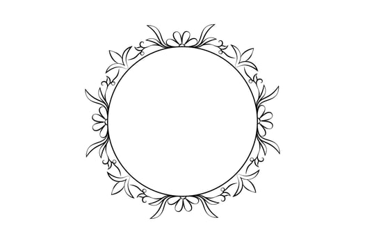 outline flower circle  frame, floral rounded frame, free vector