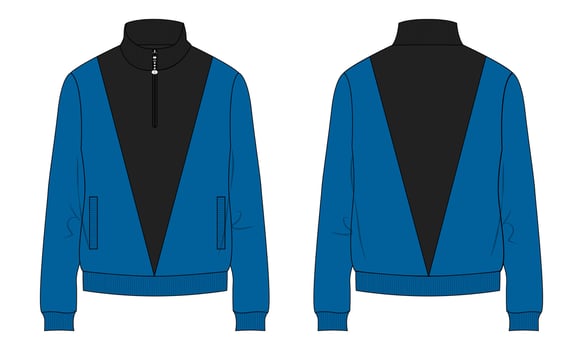 Long sleeve sweatshirt with cut and sew technical fashion flat sketch vector illustration template