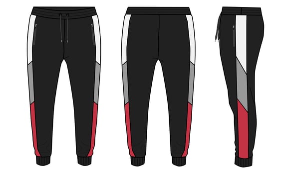 Leggings pant technical fashion flat sketch vector illustration Black color template for kids