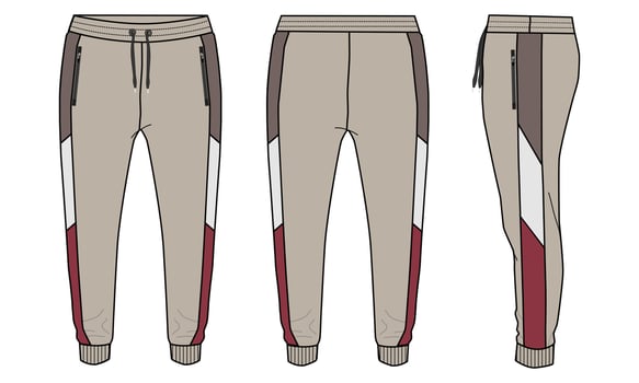 Leggings pant technical fashion flat sketch vector illustration khaki color template for kids