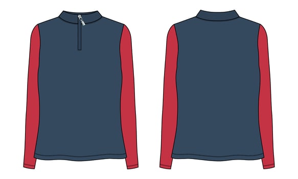 Two tone color long sleeve sweatshirt fashion vector illustration template for ladies