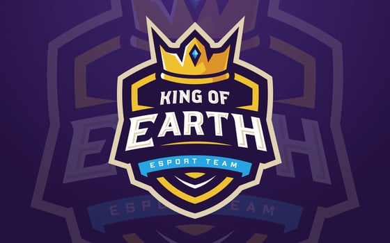 Professional King of Earth Esports Logo Template with Crown for Game Team or Gaming Tournament vector