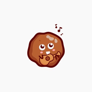 cute character soil play guitar isolated in white background, simple cute mascot soil character vector