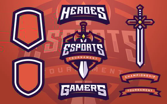 Esports Logo Template Creator with Sword for Gaming Team vector