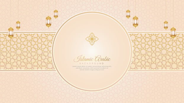 Islamic Arabic White Luxury Pattern Background With Beautiful Ornament and Lanterns vector