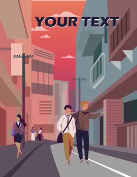 city life poster colored contemporary vector