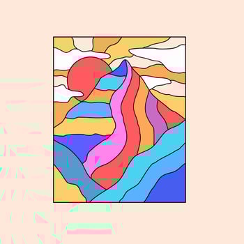 flat design of nature mountain colorful tone. sunrise colorful vector