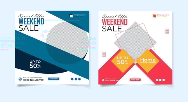 Exclusive weekend sale social media post template bundle vector