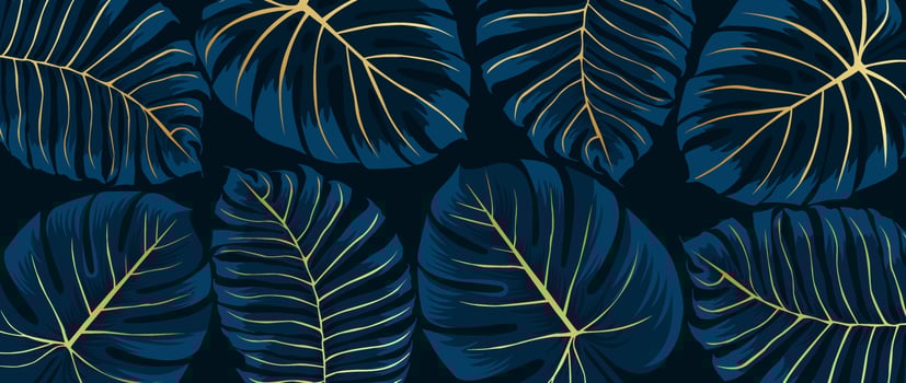 Luxury pattern with monstera leaves for printing on canvas, fabric, walls for home decoration, website background. vector