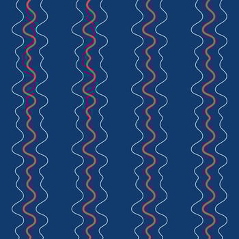 Red and white wave line on navy blue color background, Seamless pattern background. vector