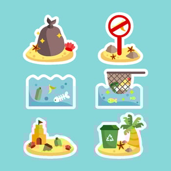 Eco Beach Cleaning Sticker vector