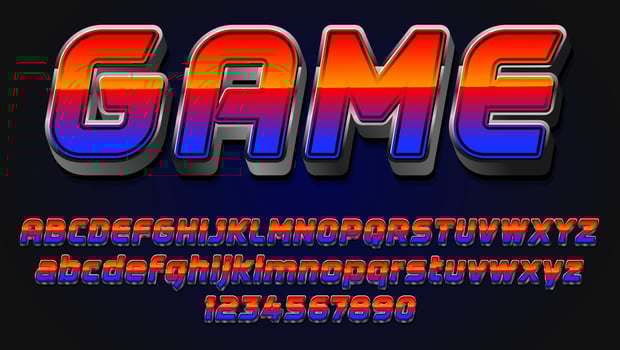 3d Modern Gradient Word Game Editable Text Effect vector