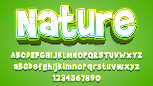3d Modern Gradient Word Nature Editable Text Effect Design vector