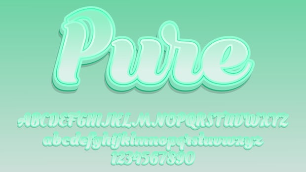 3d Gradient Word Pure Editable Text Effect Design Template vector