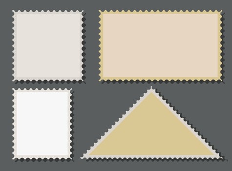 Mockup -Four blank postage stamps vector