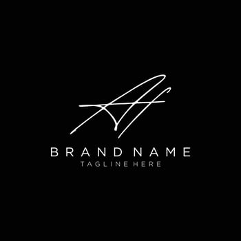 Beauty Initial letters AF logo in white on black background. handwriting, fashion, boutique, wedding, botanical , creative Vector logo Design template.