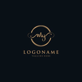 Initial Letter MY Logo in circle - handwritten Logo design template. vector