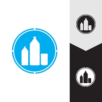 Plastic bottle and glass vector icon