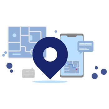 pin map and smartphone illustration vector