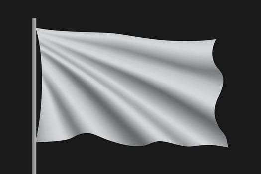Waving blank flag on flagpole. vector