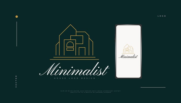 Minimalist Real Estate Logo Design with Line Style. Modern and Minimalist House Logo for Architecture or Construction Business Brand Identity vector