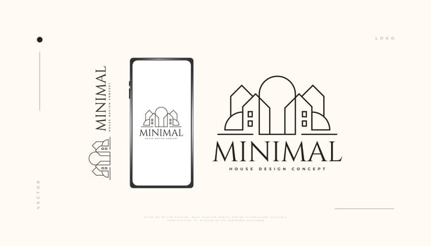 Minimalist Real Estate Logo Design with Line Style. Modern and Minimalist House Logo for Architecture or Construction Business Brand Identity vector