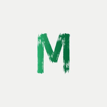 Green M Brushed Letter Logo. Brush Letters design with Brush stroke design. free vector