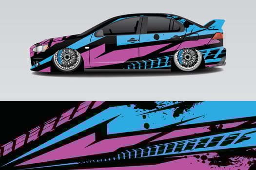 Car wrapping sticker design for racing cars vector