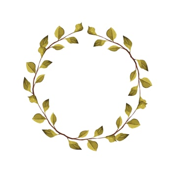 watercolor green leafes wreath vector