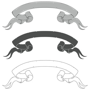 Ancient scroll ribbons vector design, medieval style decorations ribbon