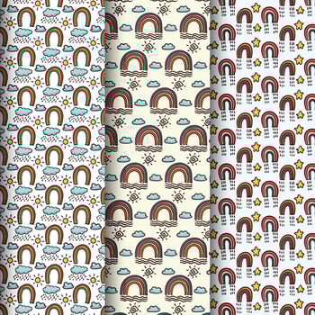 hand drawn rainbow pattern 1 vector