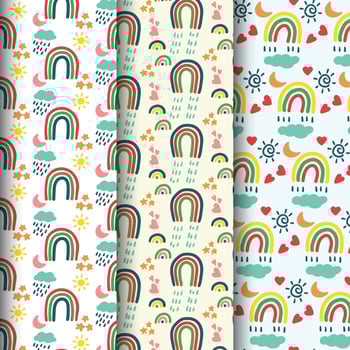 hand drawn rainbow pattern 2 vector
