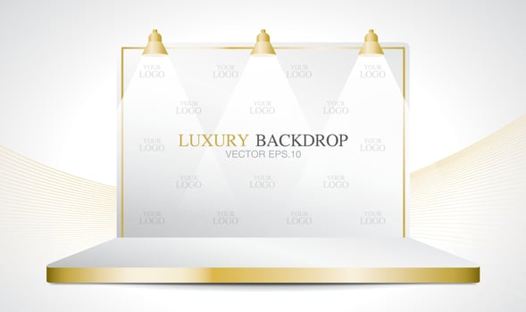 Luxury golden backdrop with spotlight 3D illustration vector. vector